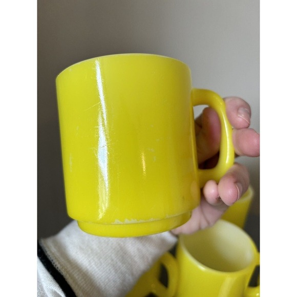 Vintage Glasbake Milk Glass Retro Coffee Mug Bright Yellow Lot 5 - Picture 13 of 14